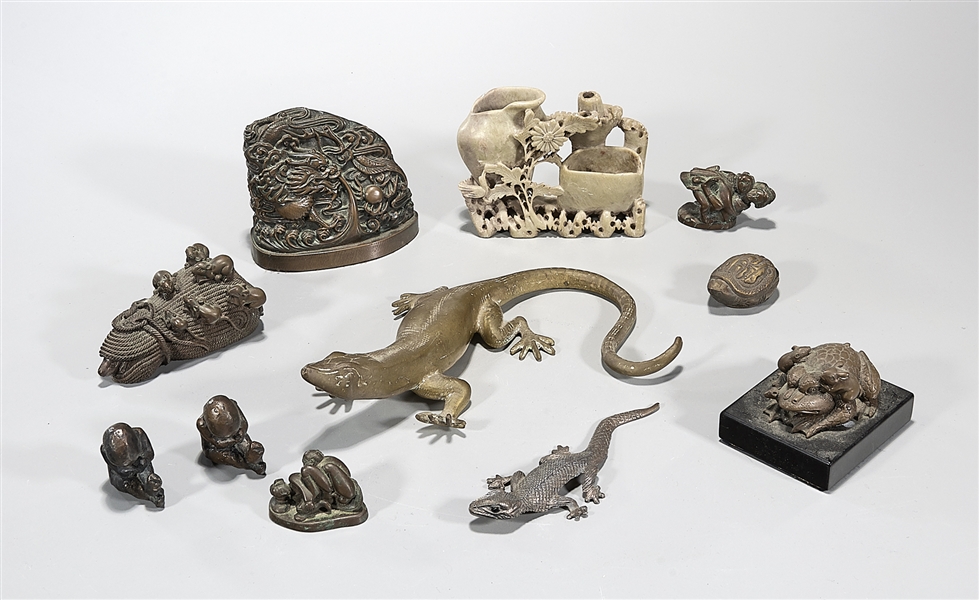 Group of Various Metal and Stone Sculptures