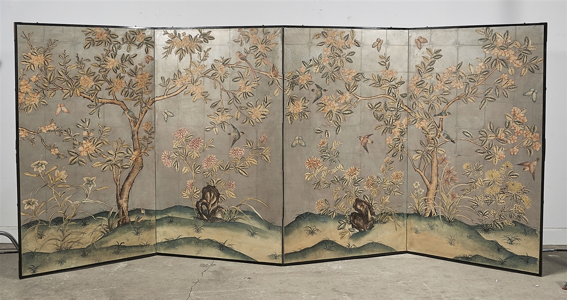 Chinese Four-Panel Painted Paper Screen