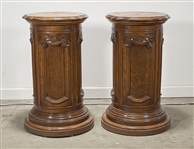 Pair Chinese Round Wood Pedestals