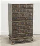 Chinese Painted Wood Stacking Chests