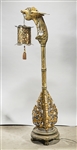 Chinese Carved Gilt Wood Lampstand and Lamp