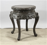 Japanese Round Carved Hard Wood Table