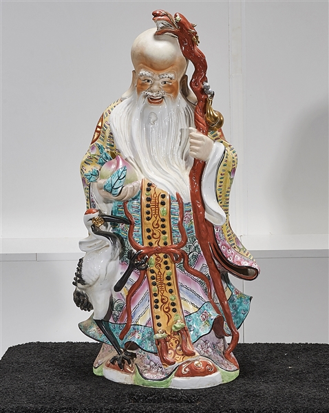 Chinese Enameled Porcelain Standing Shoulao