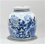 Antique Chinese Blue and White Porcelain Covered Jar