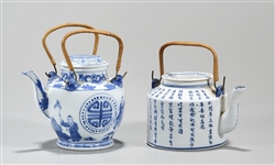 Two Chinese Blue and White Porcelain Tea Pots