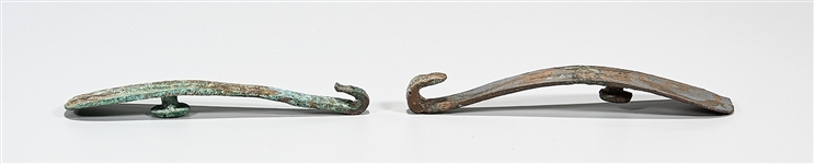 Two Chinese Bronze Hooks