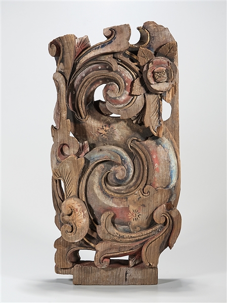 Polychrome Carved Wood Architectural Ornament