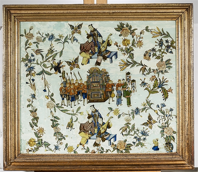 Vintage Chinese-Themed Reverse Glass Painting