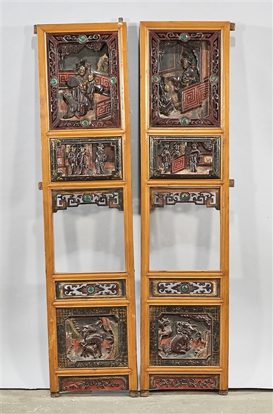 Two Chinese Carved Wood Panels