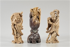 Group of Three Chinese Carved Soapstones