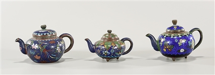 Group of Three Antique Japanese Cloisonné Enamel Teapots