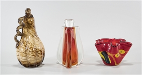 Group of Three Various Art Glass Items