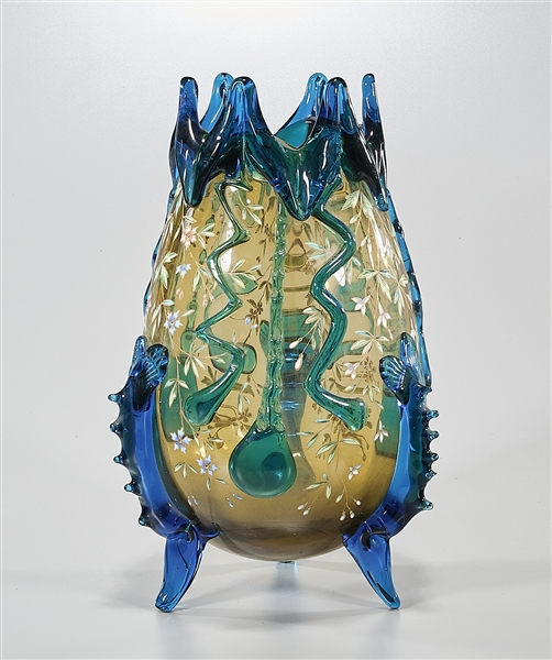 Large Art Glass Tripod Vase