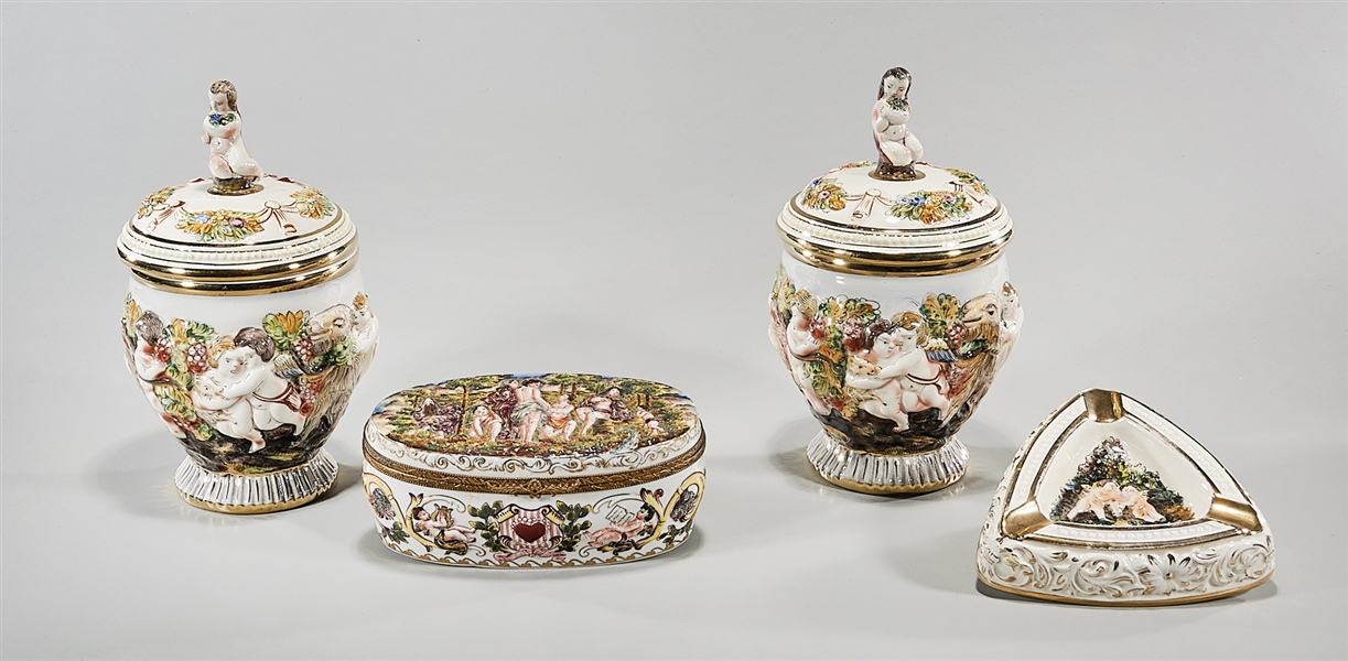 Group of Marked Capodimonte-Style Porcelains