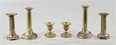 Three Sets of Brass Candlesticks