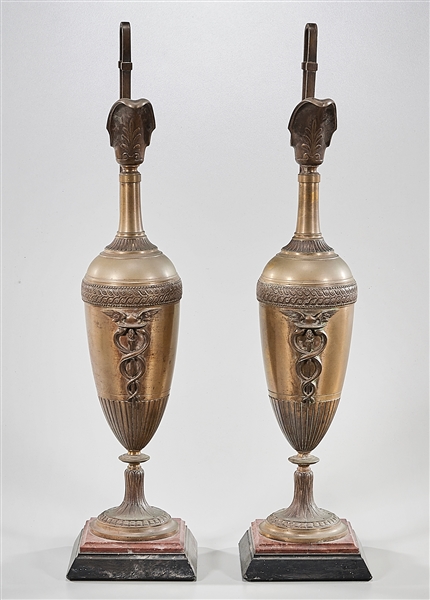 Pair Slender Bronze Classical-Style Vessels