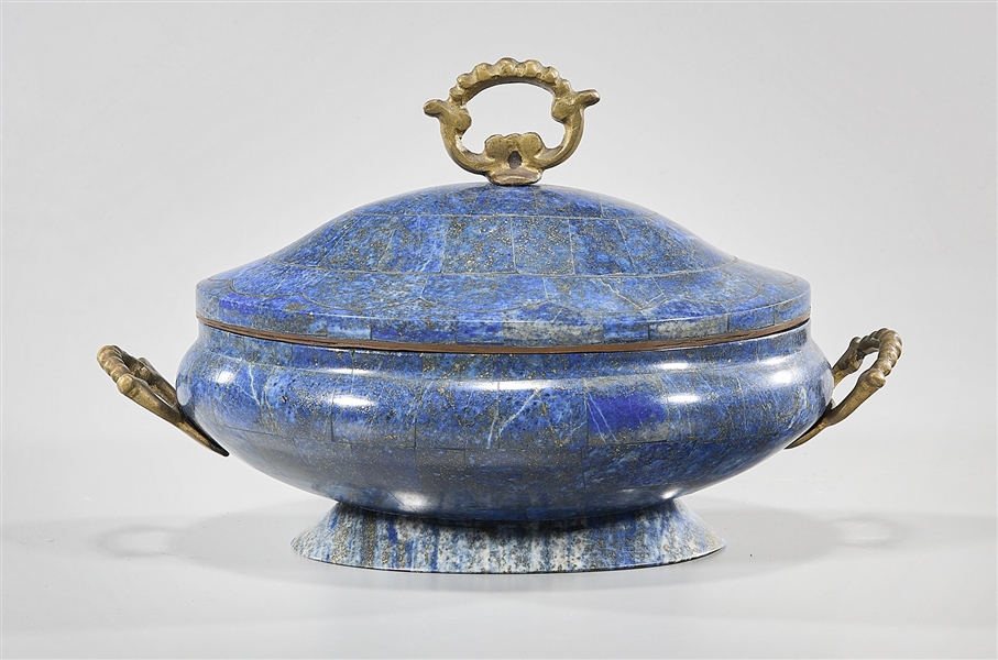 Vintage Lapis Lazuli Covered Dish