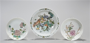 Group of Three Chinese Enameled Porcelain Dishes