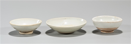 Group of Three Chinese White Glazed Ceramic Bowls