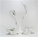 Two Cyrstal Swan Sculptures