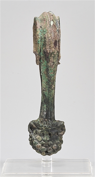 Roman Bronze Vessel Handle With Zeus-Ammon