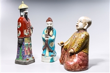 Group of Three Chinese Glazed Porcelain Figures
