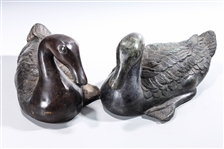 Two Chinese Bronze Ducks