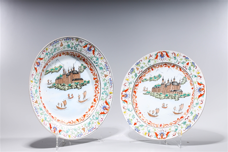 Two Chinese Enameled Porcelain Plates