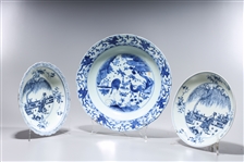 Group of Three Chinese Blue and White Porcelain Dishes