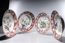 Set of Four Chinese Enameled Porcelain Chargers