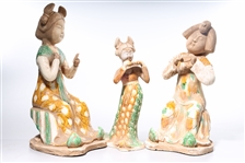 Three Chinese Sancai-Style Pottery Figures