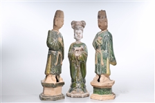 Group of Three Chinese Tang-Style Glazed Pottery Figures