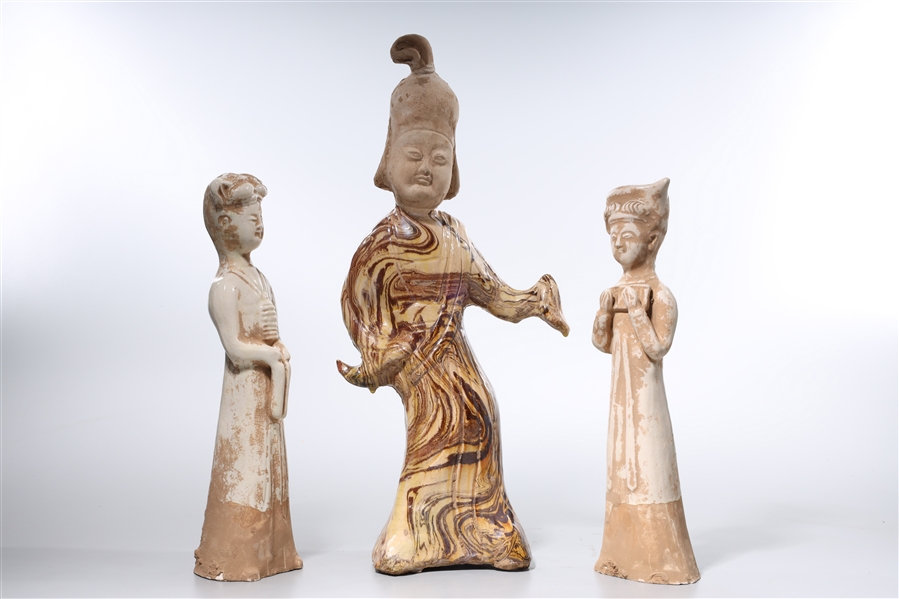 Group of Three Chinese Tang-Style Pottery Figures