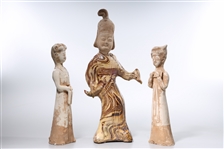 Group of Three Chinese Tang-Style Pottery Figures