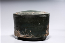 Chinese Green Glazed Ceramic Covered Container