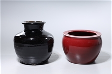 Two Chinese Monochrome Porcelain Jars