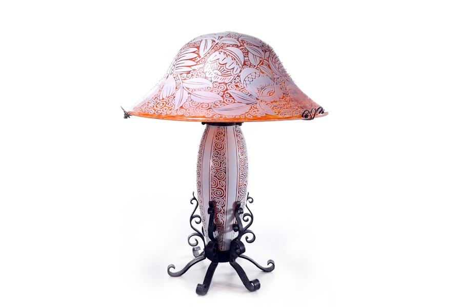 Monumental Cameo Glass Lamp by Daum