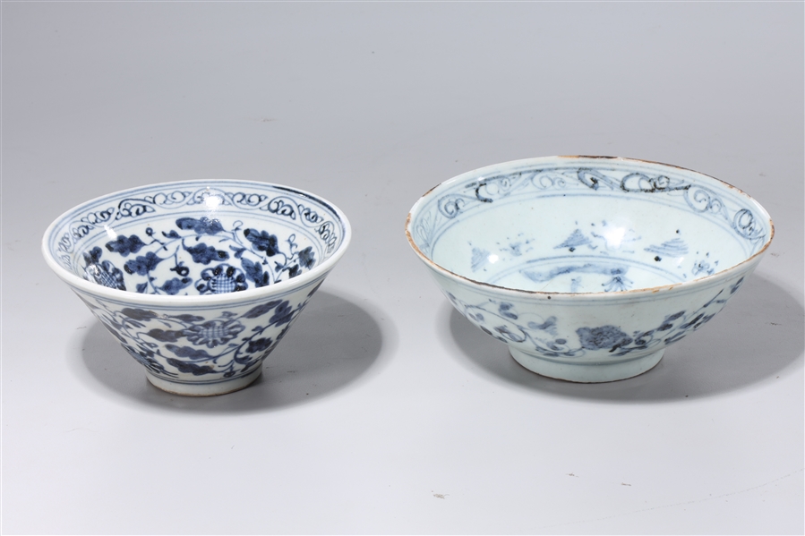Two Chinese Early-Style Blue and White Bowls