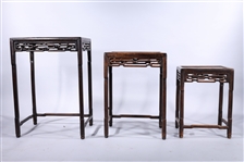 Set of Three Chinese Hardwood Nesting Tables