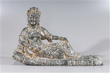 Large Chinese Carved Stone Reclining Figure of Guanyin