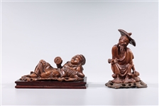 Two Chinese Carved Wood Figures