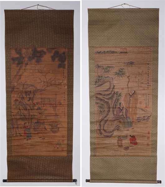 Two Chinese Scrolls After Zhou Chen & Qian Xuan