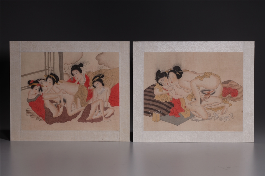 Two Japanese Shunga Woodblock prints 