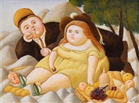 Fernando Botero (After) Boy and Girl at Picnic