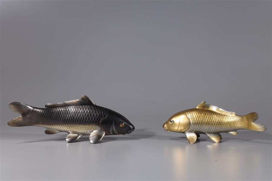 Pair Japanese Bronze Fish 