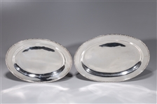 Two Chinese Sterling Silver Serving Platters