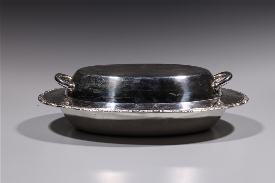 Chinese Sterling Silver Covered Serving Tray