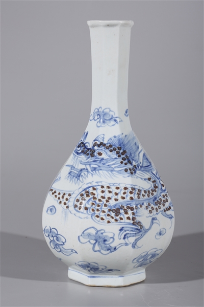 Korean Porcelain Faceted Dragon Vase