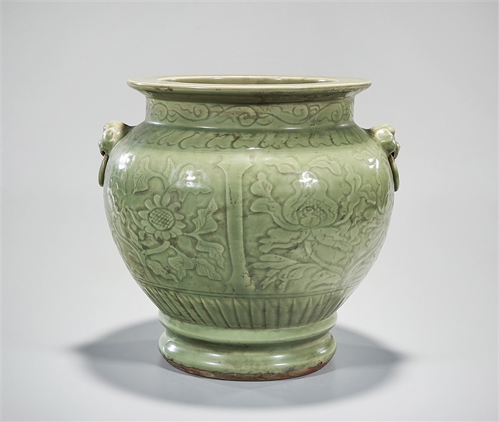 Chinese Green Glazed Porcelain Jardiniere