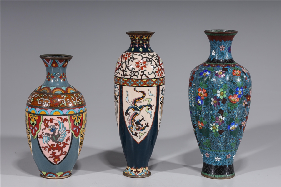 Group Of Three Japanese Cloisonne Vases
